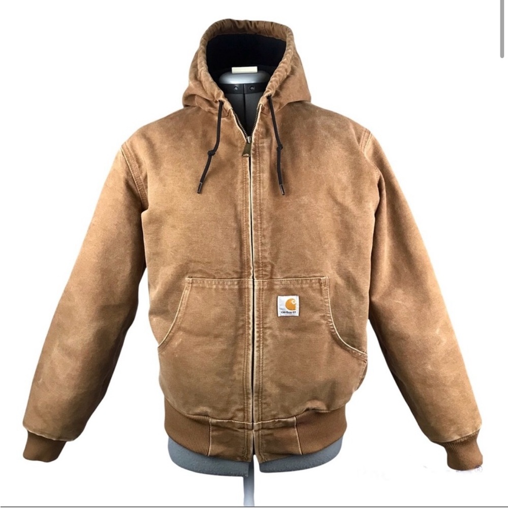 Vintage Carhartt Women's Lined Sandstone Active Hooded Jacket WJ130